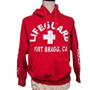Unisex Red Lifeguard Hoodie Size Small - Sun Faded California Surfer Style
